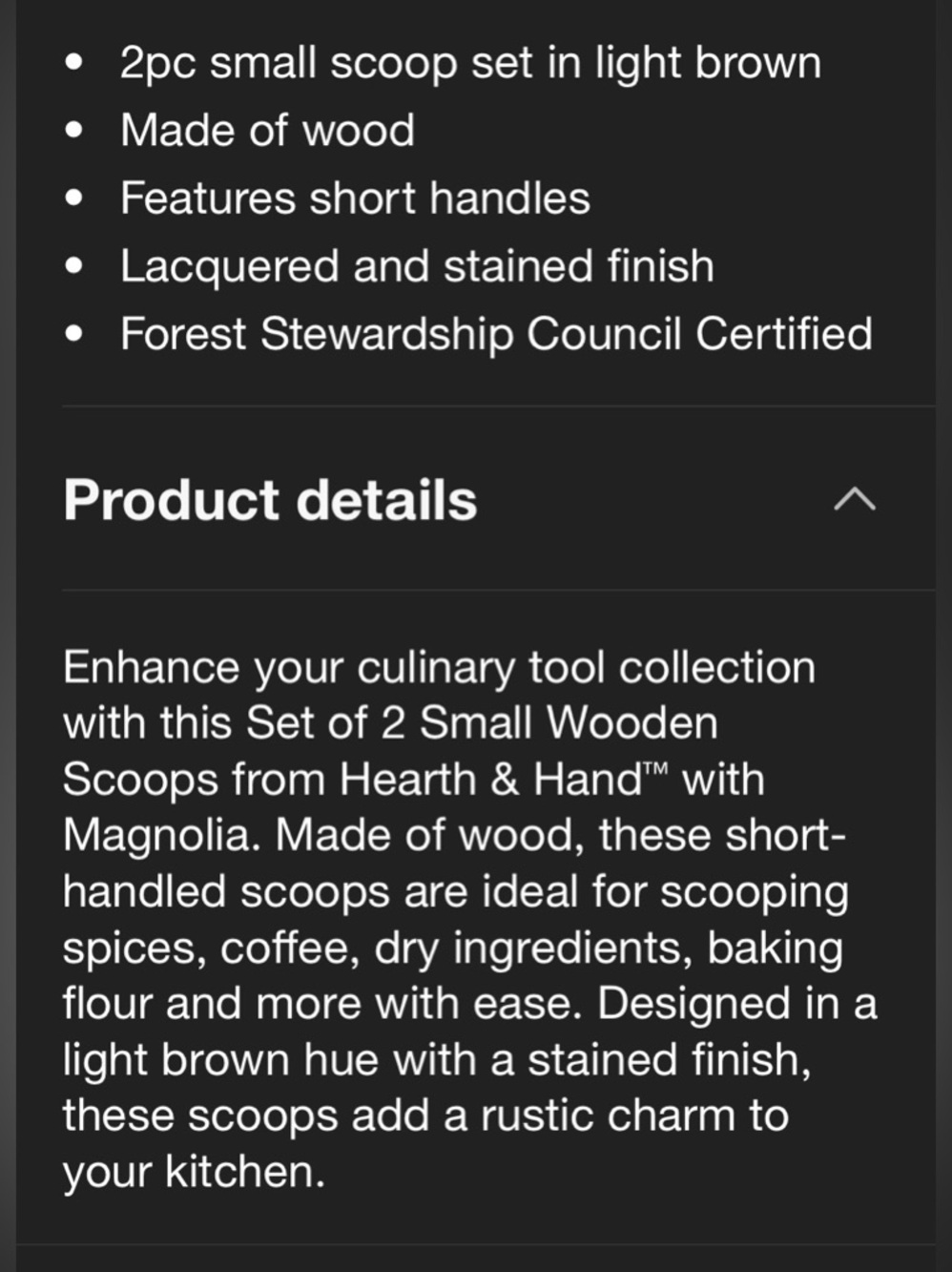 Hearth & Hand Wooden Small Serving Scoops - Natural Light Wood (Set of 2) - NWT - Picture 8 of 8